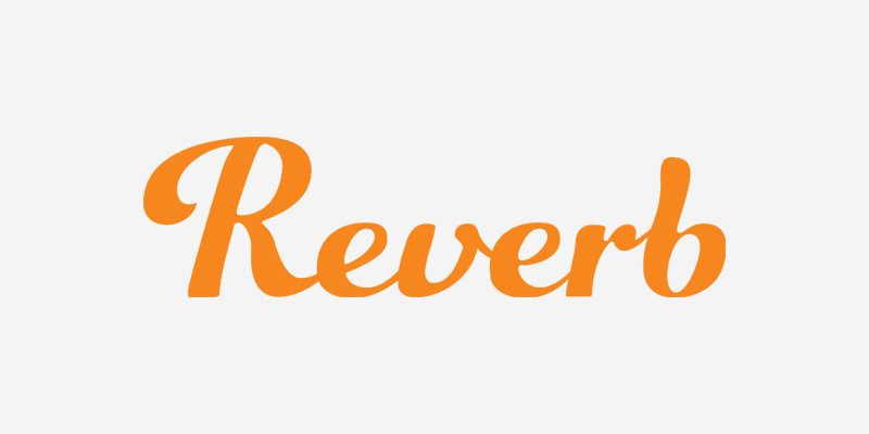 Reverb logo: the word Reverb in orange script lettering on a pale grey background.